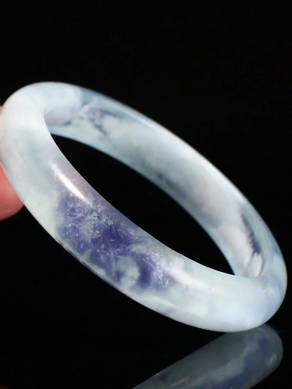 Natural Aquamarine Bangle Bracelet 41.2g 58mm ID Sky Blue White Cloud Certified
